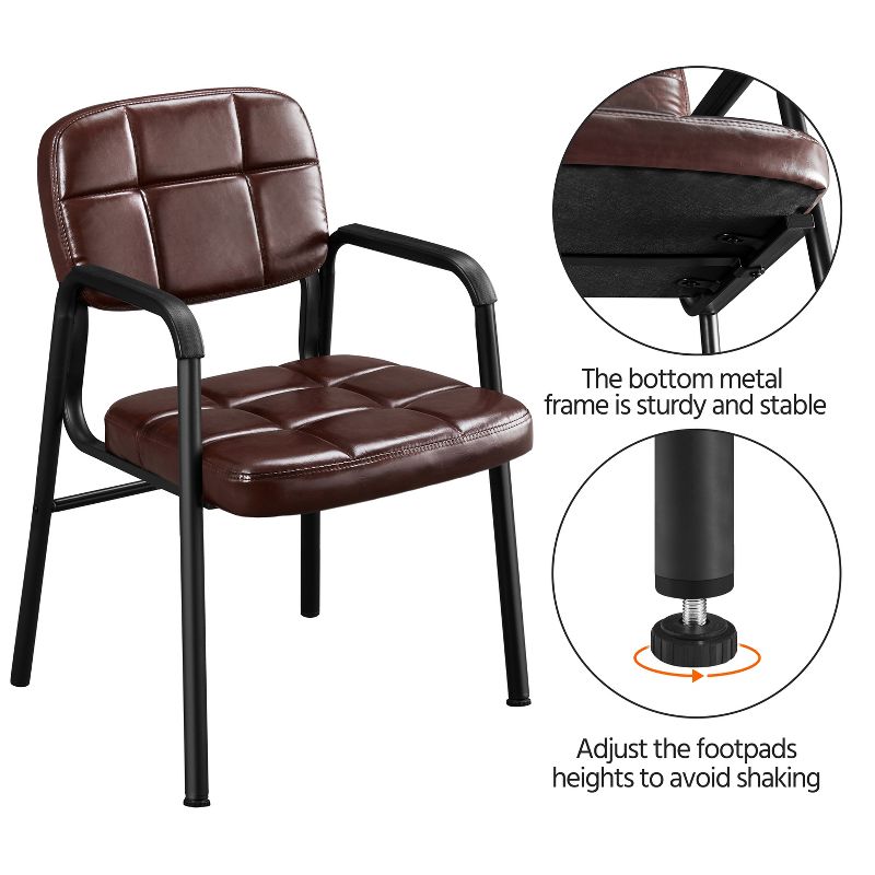 Yaheetech 2pcs Upholstered Office Reception Chairs with Armrest for Home & Office, 6 of 9