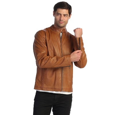GIOBERTI Men's Sheepskin Classic Style Leather Jacket, Hazelnut, XL — фото 6