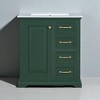 30-Inch Green Bathroom Vanity with Sink, Freestanding Solid Wood Cabinet with 3 Drawers & Door Shelf,Ceramic Basin, Gold Handles - 3 of 4