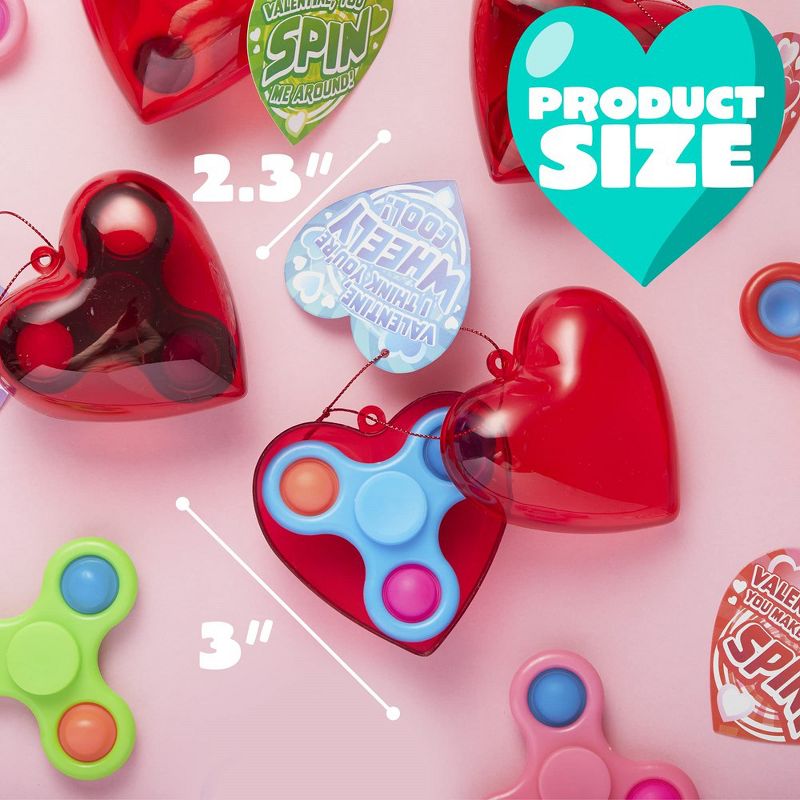 JOYIN 28 Packs Valentine’s Day Filled Heart with Fidget Spinner and Valentine’s Card for Valentine Party Favor, Kids-Classroom Exchange Gifts, 5 of 9