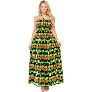 LA LEELA Women's House Daily Routine Evening Wear A line Maxi Boho Top Evening  Long Strapless Tube Casual Dresses for Women One Size Black, Floral : Target