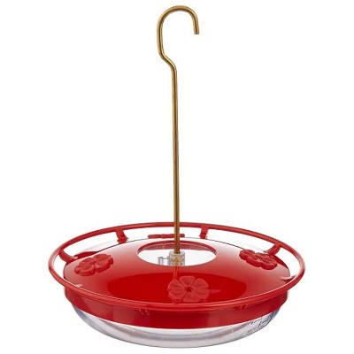 Aspects HummZinger HighView Red Polycarbonate Outdoor Hanging Hummingbird Bird Feeder with 4 Nectar Port and Metal Hanging Post, 12 Ounces