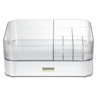 Unique Bargains Large Capacity Cosmetics Makeup Organizer Desk Organizer  with 4 Drawers White