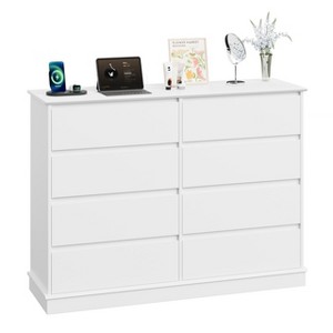 8 Drawer Dresser for Bedroom, Wide Wooden Chest of Drawers with Wide Top for Closet, Hallway, Living Room, Black - 1 of 4