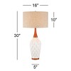 360 Lighting Rocco Modern Mid Century Table Lamps 30" Tall Set of 2 White Ceramic Tan Fabric Drum Shade for Bedroom Living Room Bedside Nightstand - 4 of 4