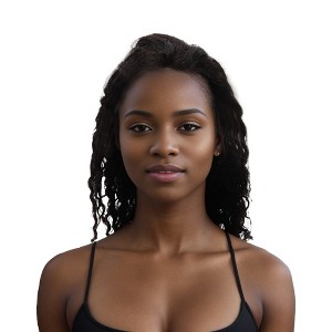 Unique Bargains Women's Medium Wave Curly Long Hair Wig 13x4in 150 Real Human Hair Black 1 Pc - 1 of 4
