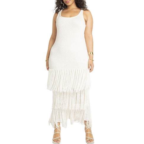 Eloquii Women s Plus Size Fringe Sweater Dress 22 24 Sugar Swizzle Target