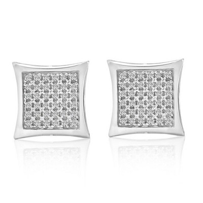 Pompeii3 1/3Ct Natural Diamond Pave Square Framed Womens Earrings in White or Yellow Gold