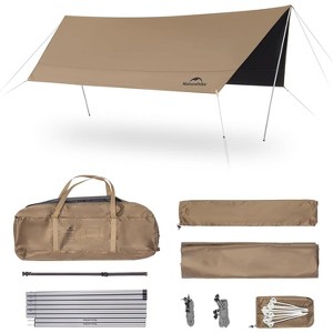Naturehike Camping Tent Tarp with Poles, Waterproof PU 18000mm+, Anti-UV UPF2000+ Camping Sun Shelter Rain Fly, Camping Tent Canopy for Outdoor Party - 1 of 4