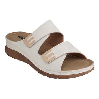 GC Shoes Gretchen Double Velcro Band Comfort Slide Flat Sandals