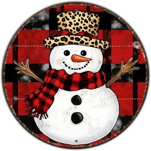 Lomsoe Round Christmas Snowman Tin Sign Vintage Snowman Sign Rustic Wall Decor For Christmas Home Fireplace And Holiday Gatherings Retro Sign 8 * 8 in - 1 of 1