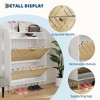 Wooden Shoe Cabinet with 2 Flip-Top Drawers, Narrow Freestanding Shoe Rack with Open Shelves, Concealed Shoe Rack for Entryways, Living Rooms - 3 of 4