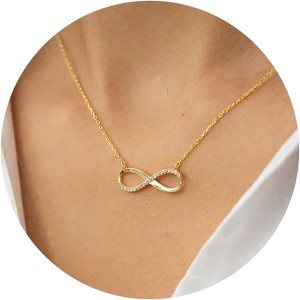 Gold Symbol Necklace for Women, 14K Gold Plated Infinity Star Evil Eye & Cross - 1 of 4