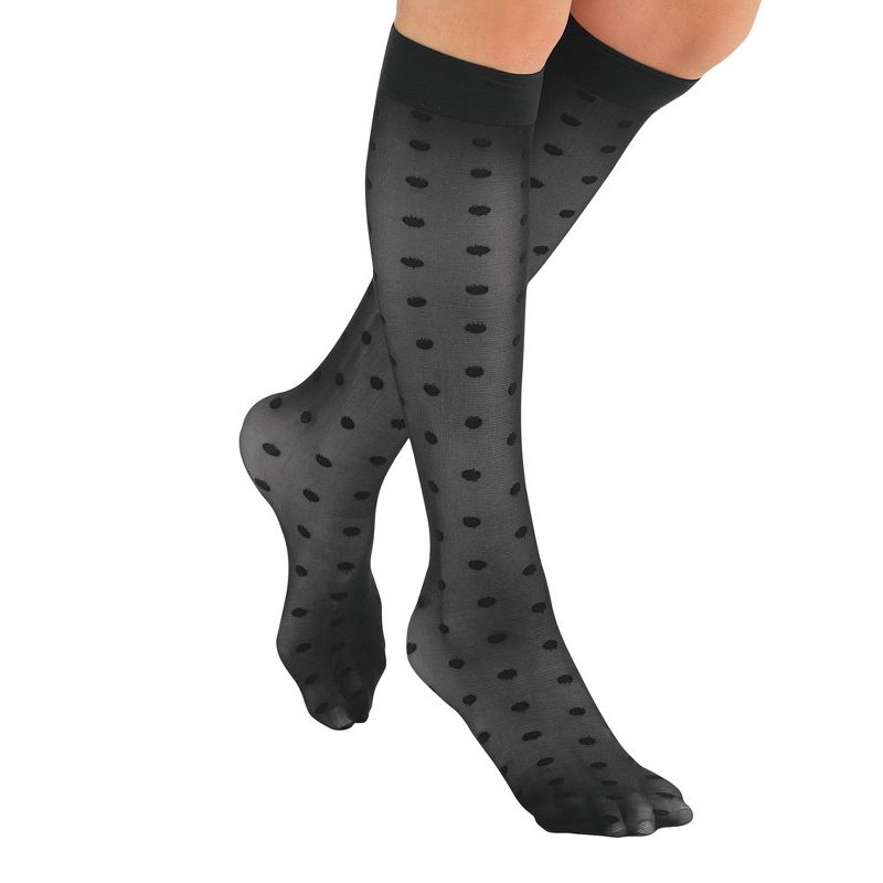Collections Etc Stylish & Comfortable 15-20mmHg Compression Knee High Stockings, 3 Pairs - Made in USA, 1 of 4