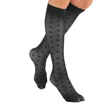 Collections Etc Stylish & Comfortable 15-20mmHg Compression Knee High Stockings, 3 Pairs - Made in USA