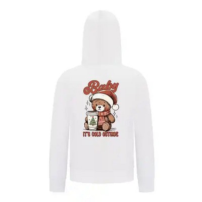 Everyday Kids Christmas Collection Baby It’s Cold Outside Zip Up Hoodie – Holiday Sweatshirt - White