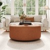 Christopher Knight Home Rafael Modern Button Tufted Faux Leather Round Ottoman, Light Brown - 2 of 4