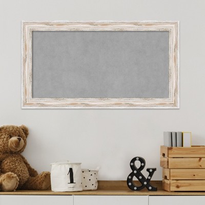 Alexandria Whitewash Wood Framed Magnetic Bulletin Board 27 x 15 in.