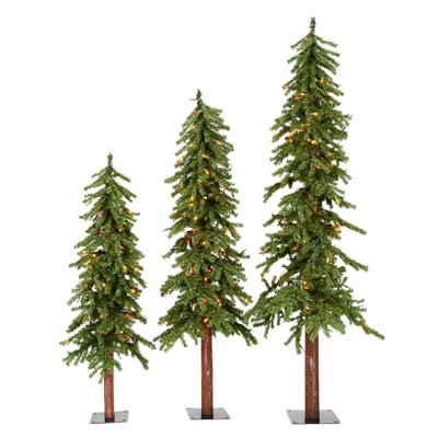 Vickerman Natural Alpine Artificial Christmas Tree Set PreLit