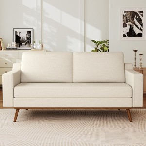Dyonery 65.4" loveseat Sofa Couch Comfy Love Seat Couches with Spring Cushion Solid Wood - 1 of 4