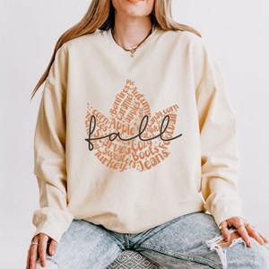 Simply Sage Market Cursive Fall Leaf Lightweight Garment Dyed Sweatshirt - 1 of 4