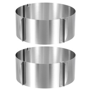 Unique Bargains Stainless Steel Round Adjustable Nonstick Cake Ring 2 Pcs - 1 of 4