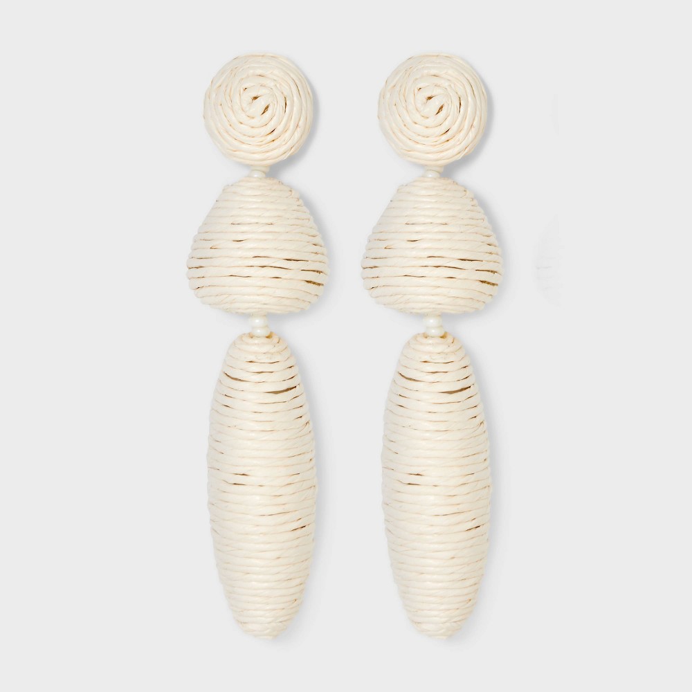 SUGARFIX by BaubleBar Threaded Statement Drop Earrings - Light Off-White
