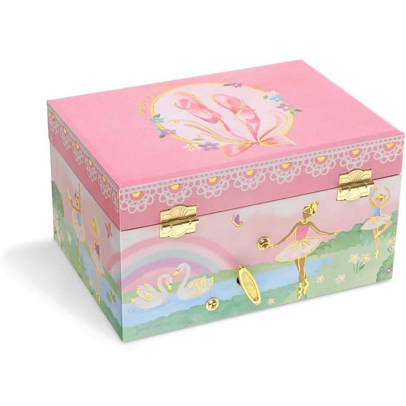 Jewelkeeper Girl's Musical Jewelry Storage Box with Spinning Ballerina Figurine, Pink, 2 of 5