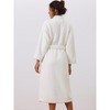 cheibear Women's Fluffy Fleece Long Sleeve Thick Plush Self-Tie Long Bathrobe - image 3 of 4