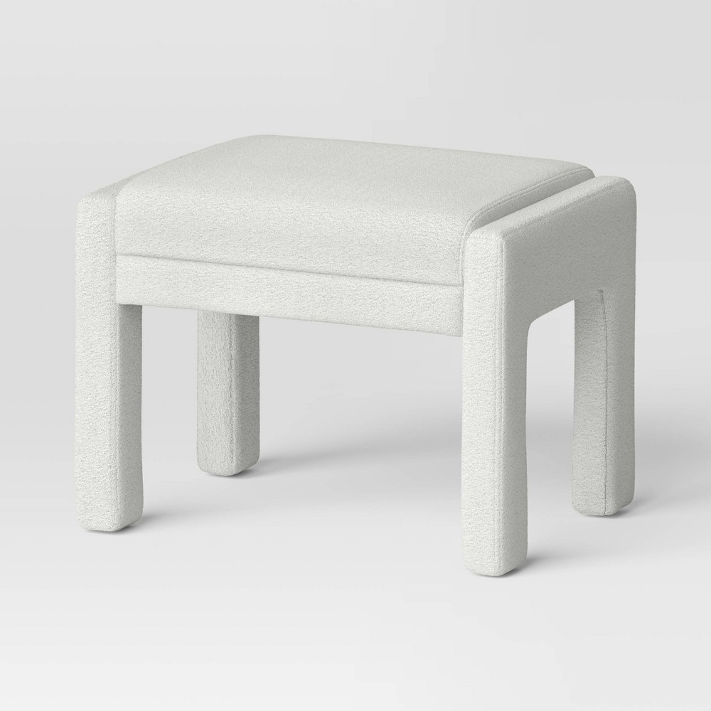 Photos - Pouffe / Bench Fully Upholstered Ottoman Cream Boucle - Threshold™