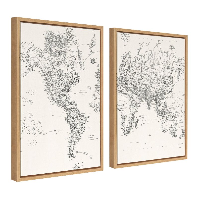 (Set of 2) 18&#34; x 24&#34; Sylvie Vintage World Map Framed Canvas by the Creative Bunch Studio Natural - Kate &#38; Laurel All Things Decor, 3 of 8
