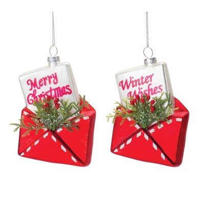 Melrose Glass Santa Letter Ornament (Set of 12)
