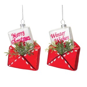 Melrose Glass Santa Letter Ornament (Set of 12) - 1 of 4