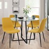 Hana + Bingo 5-Piece Round Clear Glass Dining Table Set with 4 Upholstered Chairs Black Legs - Maison Boucle - 2 of 4