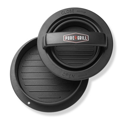 Pure Grill Black Plastic 3-in-1 Burger Press with Wax Papers