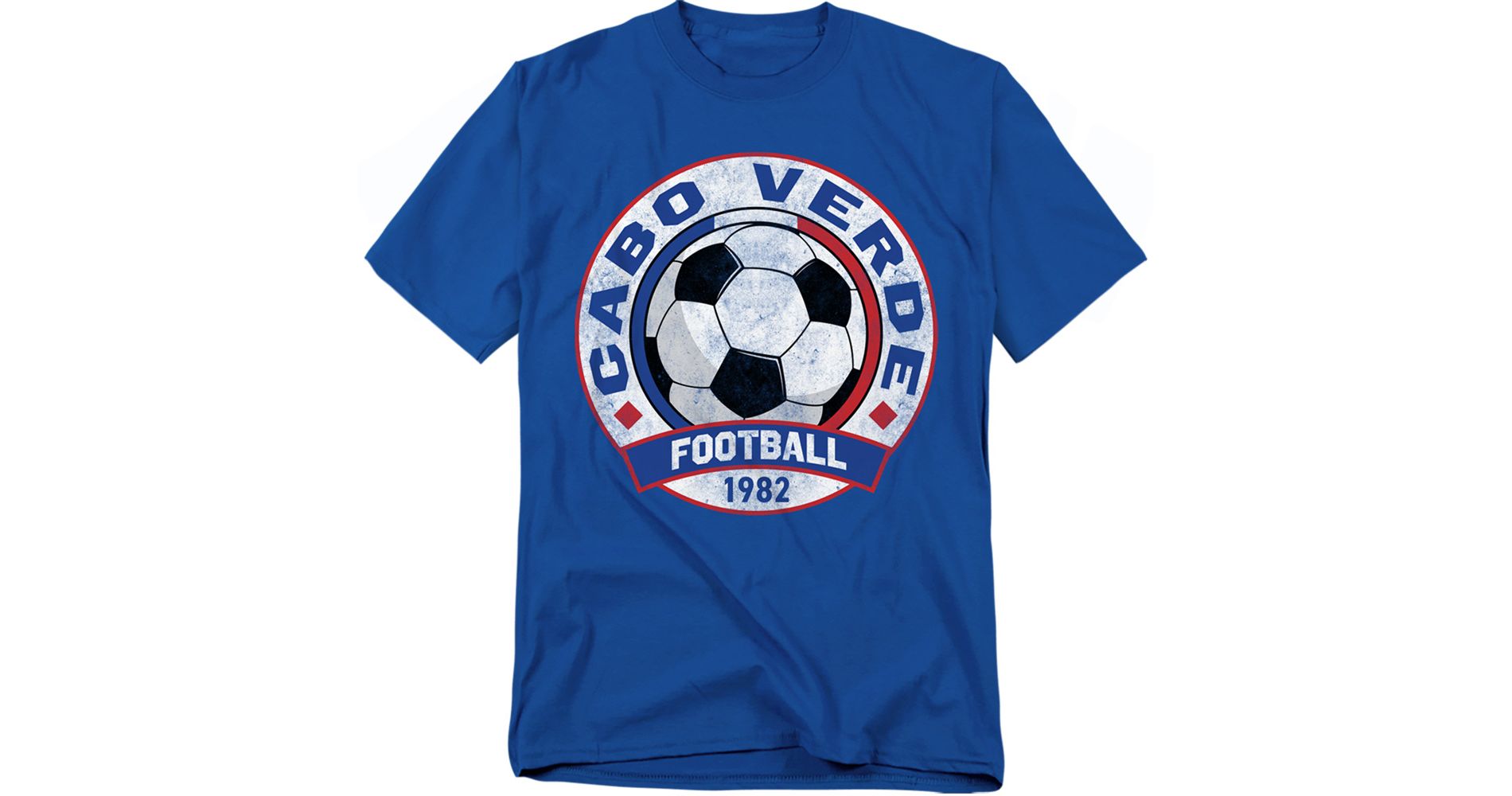 Men's Cabo Verde Distressd Soccer Ball Vintage Football Emblem T-Shirt