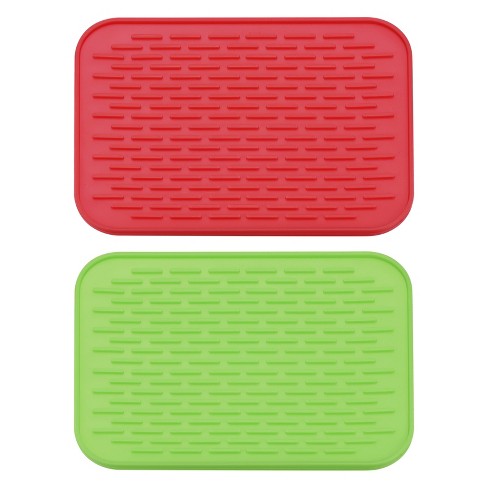 Unique Bargains Dish Drying Mat Set Under Sink Drain Pad Heat Resistant  Suitable For Kitchen Red Green : Target
