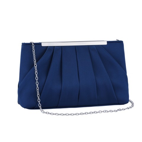 Сумки INSPIRE CHIC Clutch Purse for Women Soft Pleated Evening Bag with Metal Chain Blue 10.6*2.4*5.9 inches