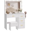 35in Vanity Desk 4 Drawers Storage Makeup Table Mirror LED Lights with Stool White - 2 of 4