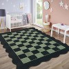 Checkered Rug Washable Rug for Living Room Non Slip Indoor Scalloped Printed Carpet Low Pile Neutral Rugs Soft Floor Cover for Bedroom Nursery - 3 of 4