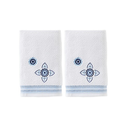 SKL Home Casual Monogram S 2 Pc. Hand Towel Set, White