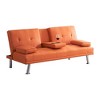 67" Multi-functional Leather Folding Sofa Bed With Coffee Table, Upholstered Loveseat With Adjustable Backrest - 4 of 4