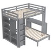 Sapphtopaz Wood Bunk Bed with Dismountable Lower Bed&Desk Versatile Bed Frame with Built-in Shelves&Wardrobe, Loft Bed for Teens - 4 of 4