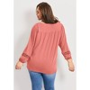 Avenue Women's Plus Size Crochet Trim Top - 3 of 4