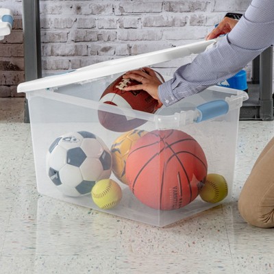 64 Quart Clear Plastic Stackable Storage Bins with Latching Lids