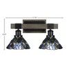 Toltec Lighting Tacoma 2 - Light Vanity in  Black/Painted Wood with 7" Blue Mosaic Art Glass Shade - 2 of 2