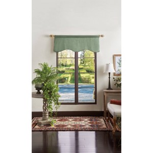 Martha Stewart Lucca Velvet Scallop Lined Valance Green - 1 of 4