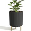 Maggift Planters, Decorative Planter Set with Stand, Simple Design Round Flower Pot for Garden, Patio, Black, 14.8" * 14.8" * 20.3" - 2 of 4