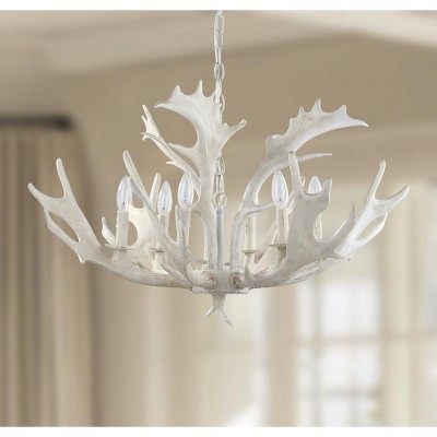 White Faux Antler 30-Inch Resin Chandelier