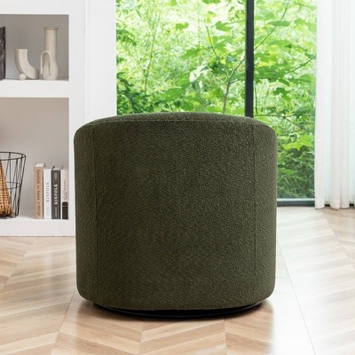 32" Green Boucle Swivel Barrel Accent Chair